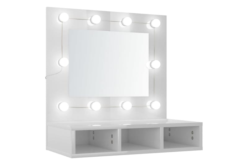 beBasic Speilskap med LED høyglans hvit 60x31,5x62 cm - Hvit - Sminkebord & toalettbord