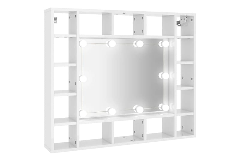beBasic Speilskap med LED høyglans hvit 91x15x76,5 cm - Hvit - Sminkebord & toalettbord