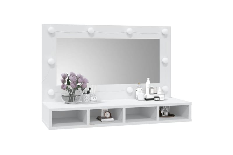 beBasic Speilskap med LED hvit 90x31,5x62 cm - Hvit - Sminkebord & toalettbord