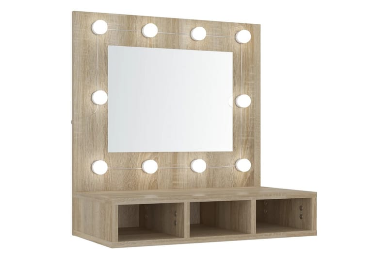 beBasic Speilskap med LED sonoma eik 60x31,5x62 cm - Brun - Sminkebord & toalettbord