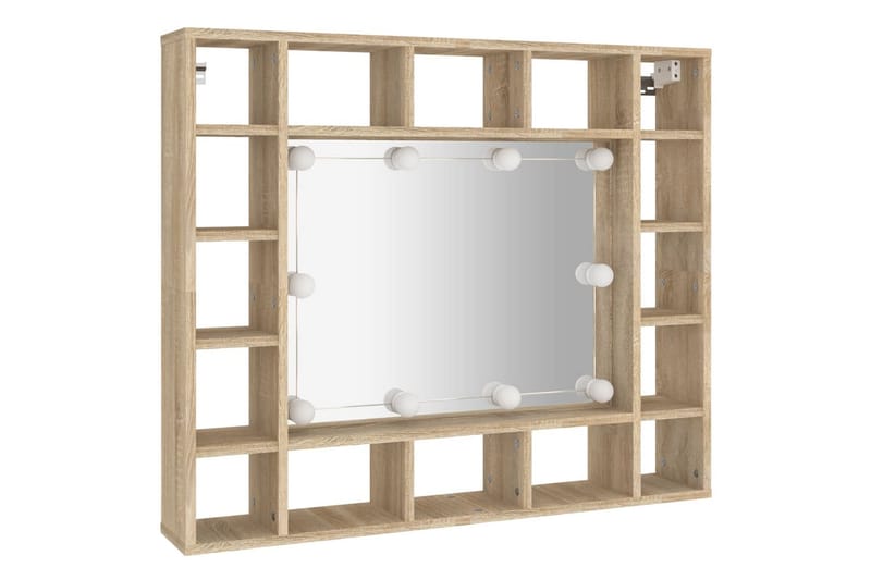 beBasic Speilskap med LED sonoma eik 91x15x76,5 cm - Brun - Sminkebord & toalettbord