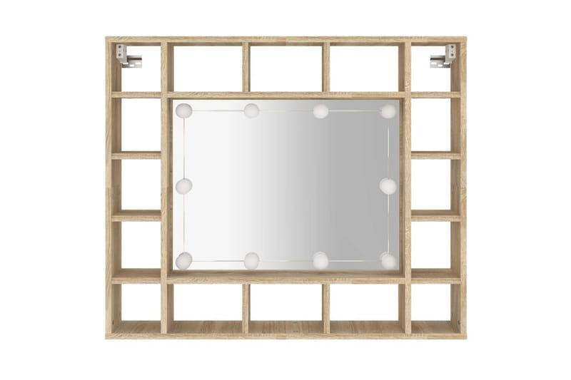 beBasic Speilskap med LED sonoma eik 91x15x76,5 cm - Brun - Sminkebord & toalettbord