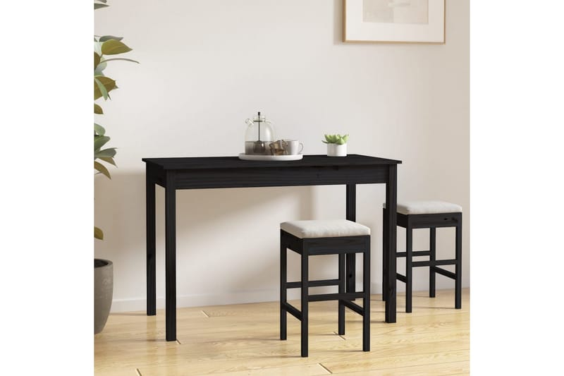 beBasic Spisebord svart 110x55x75 cm heltre furu - Svart - Spisebord & kjøkkenbord