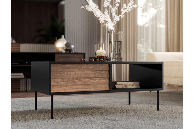 Belonger Sofabord 100 cm - Svart/Valnøtt - Møbler - Bord - Sofabord & salongbord