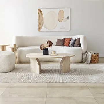 Berriaren Sofabord 100 cm - travertin og fume - Møbler - Bord - Sofabord & salongbord