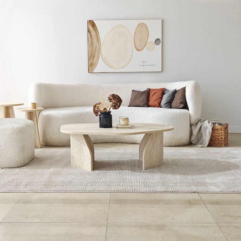 Berriaren Sofabord 100 cm - travertin og fume - Møbler - Bord - Sofabord & salongbord