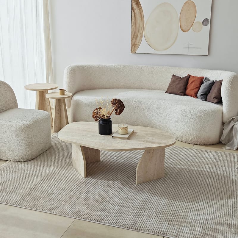 Berriaren Sofabord 100 cm - travertin og fume - Møbler - Bord - Sofabord & salongbord