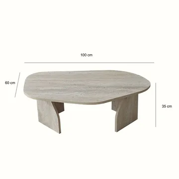 Berriaren Sofabord 100 cm - travertin og fume - Møbler - Bord - Sofabord & salongbord