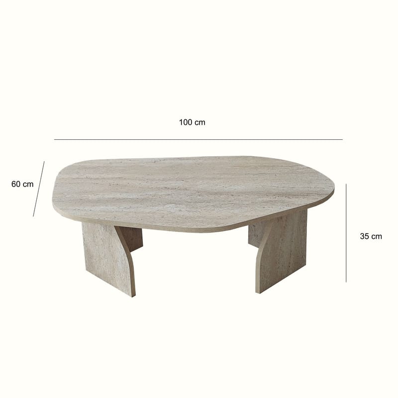 Berriaren Sofabord 100 cm - travertin og fume - Møbler - Bord - Sofabord & salongbord