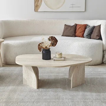 Berriaren Sofabord 100 cm - travertin og fume - Møbler - Bord - Sofabord & salongbord