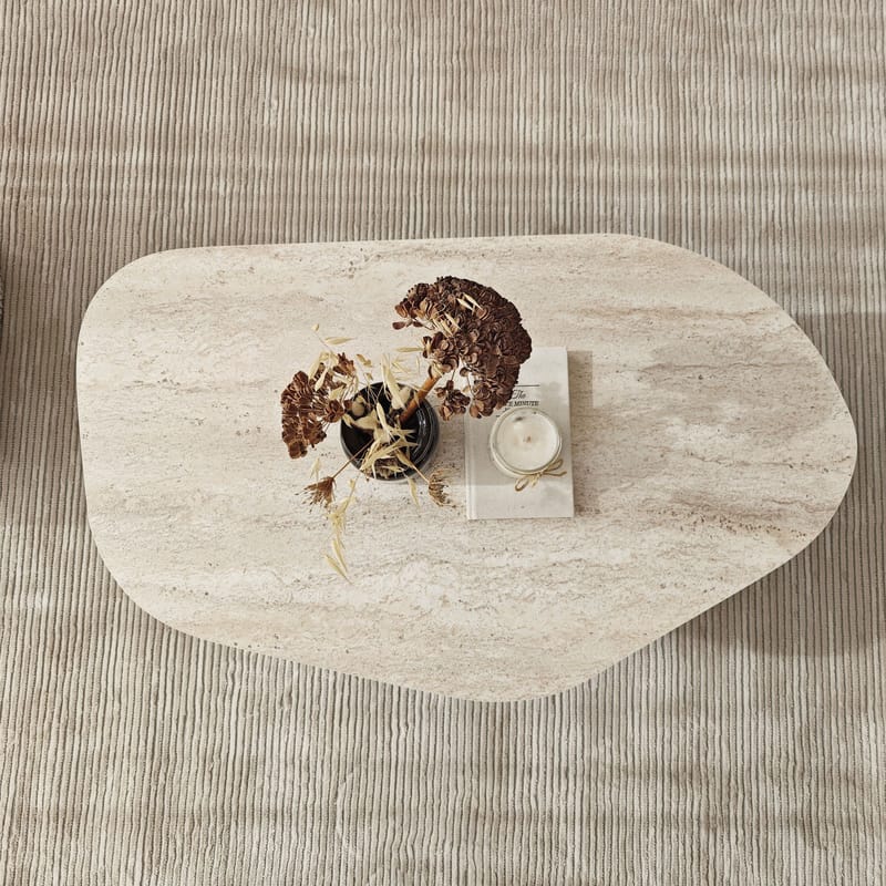 Berriaren Sofabord 100 cm - travertin og fume - Møbler - Bord - Sofabord & salongbord