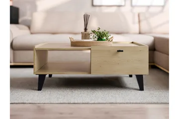 Betsi Rektangulært Salongbord 100 cm med Skuffer i Tre med Metallbein - Beige - Møbler - Bord - Sofabord & salongbord