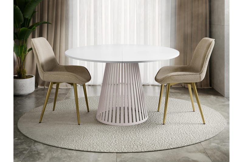 Beylen Matbord 120 cm Rund - Hvit/Beige - Møbler - Bord - Spisebord & kjøkkenbord