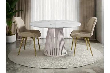 Beylen Matbord 120 cm Rund - Hvit/Beige - Møbler - Bord - Spisebord & kjøkkenbord