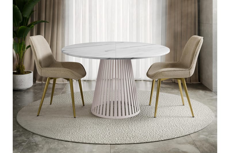 Beylen Matbord 120 cm Rund - Hvit/Beige - Møbler - Bord - Spisebord & kjøkkenbord