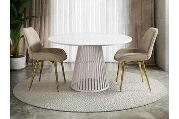 Beylen Matbord 120 cm Rund - Hvit/Beige - Møbler - Bord - Spisebord & kjøkkenbord