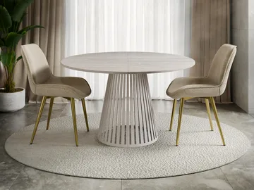 Beylen Rundt Uttrekkbart Spisebord 100–176 cm - beige travertin - Møbler - Bord - Spisebord & kjøkkenbord
