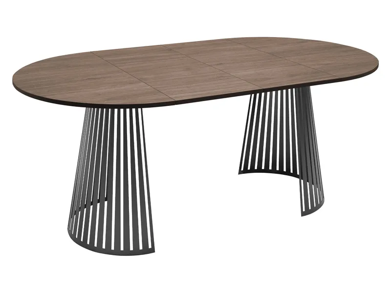 Beylen Rundt Uttrekkbart Spisebord 120–196 cm - beige travertin og svart - Møbler - Bord - Spisebord & kjøkkenbord