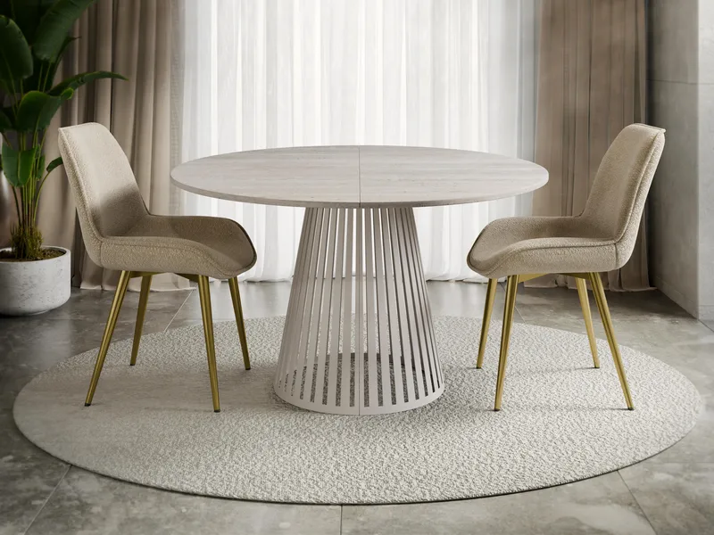 Beylen Rundt Uttrekkbart Spisebord 120–196 cm - beige travertin - Møbler - Bord - Spisebord & kjøkkenbord