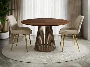 Beylen Rundt Uttrekkbart Spisebord 120–196 cm - brun og kobber - Møbler - Bord - Spisebord & kjøkkenbord