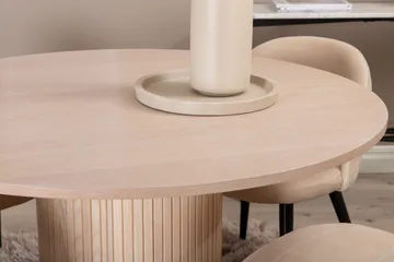 Biana Spisegruppe 100 cm Rund inkl. 4 Velvets Stoler - Beige/Svart - Møbler - Bord - Spisegruppe