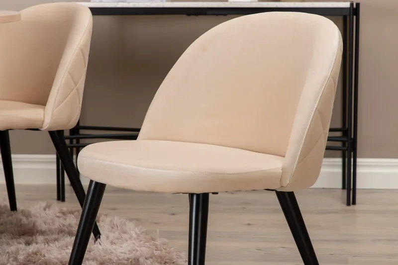 Biana Spisegruppe 100 cm Rund inkl. 4 Velvets Stoler - Beige/Svart - Møbler - Bord - Spisegruppe