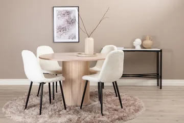 Biana Spisegruppe 100 cm Rund inkl. 4 Pontus Stoler - Beige/Hvit/Svart - Møbler - Bord - Spisegruppe