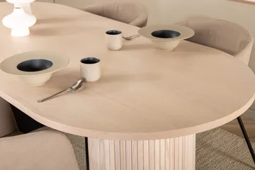 Biana Spisegruppe 200 cm Oval inkl. 4 Berita Stoler - Beige/Svart - Møbler - Bord - Spisegruppe
