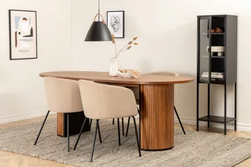 Biana Spisegruppe 200 cm Oval inkl. 4 Berita Stoler - Valnøtt/Beige/Svart - Møbler - Bord - Spisegruppe