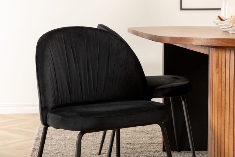 Biana Spisegruppe 200 cm Oval inkl. 4 Foyos Stoler - Valnøttbrun/Svart - Møbler - Bord - Spisegruppe