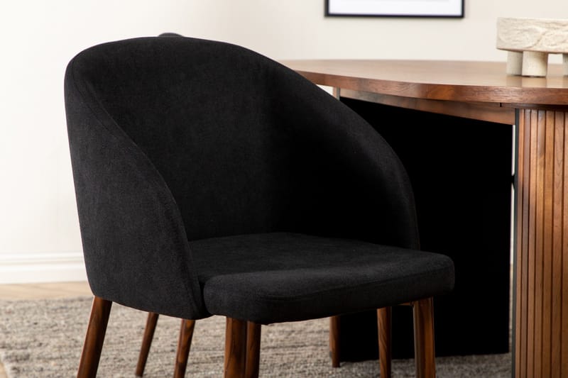 Biana Spisegruppe 200 cm Oval inkl. 4 Kullersbro Stoler - Valnøttbrun/Svart/Brun - Møbler - Bord - Spisegruppe