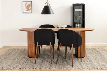 Biana Spisegruppe 200 cm Oval inkl. 4 Kullersbro Stoler - Valnøttbrun/Svart/Brun - Møbler - Bord - Spisegruppe