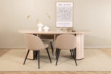 Biana Spisegruppe 200 cm Oval inkl. 4 Velvets Stoler - Beige/Svart - Møbler - Bord - Spisegruppe