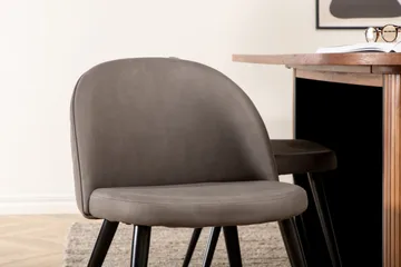 Biana Spisegruppe 200 cm Oval inkl. 4 Velvets Stoler - Valnøttbrun/Grå/Svart - Møbler - Bord - Spisegruppe