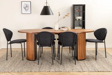 Biana Spisegruppe 200 cm Oval inkl. 6 Moncoll Stoler - Valnøtt/Svart - Møbler - Bord - Spisegruppe