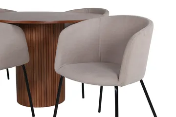 Bianca Matgruppe 110 cm Rund med 4 Berit stoler - Beige - Møbler - Bord - Spisegruppe