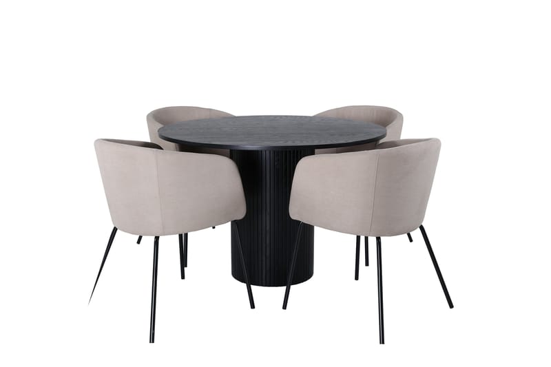 Bianca Matgruppe 110 cm Rund med 4 Berit stoler, Beige
