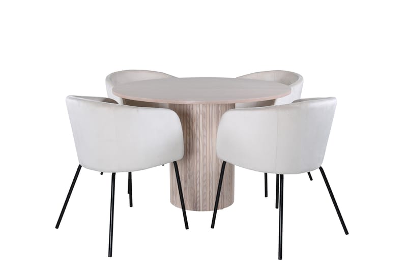 Bianca Matgruppe 110 cm Rund med 4 Berit stoler, Beige