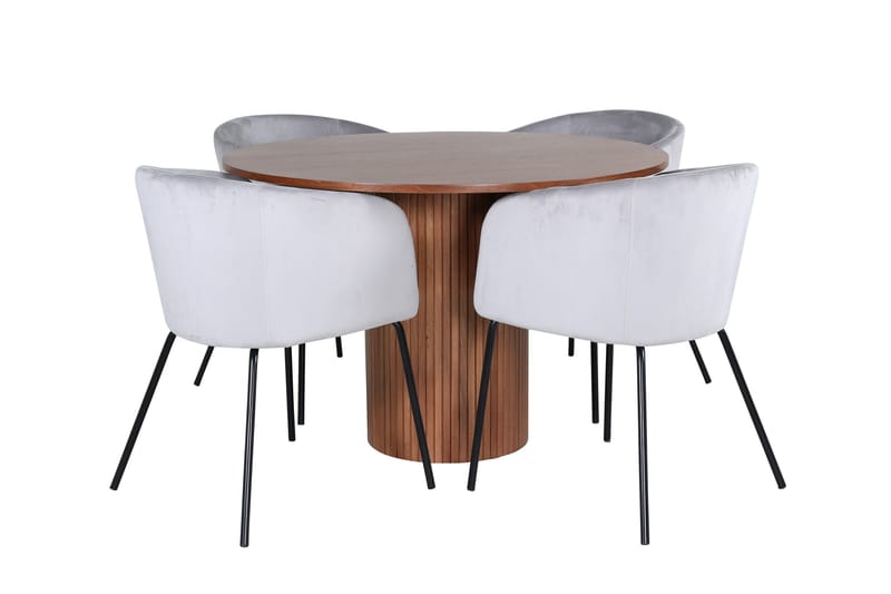 Bianca Matgruppe 110 cm Rund med 4 Berit stoler, Sort