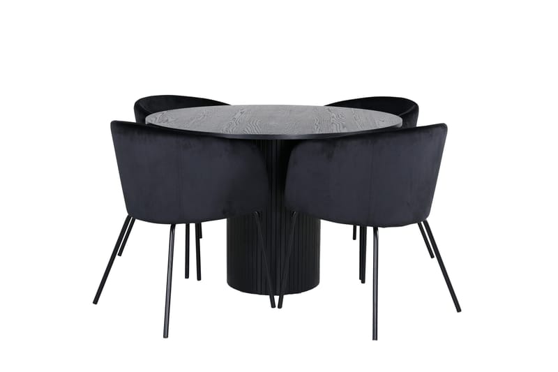 Bianca Matgruppe 110 cm Rund med 4 Berit stoler, Sort