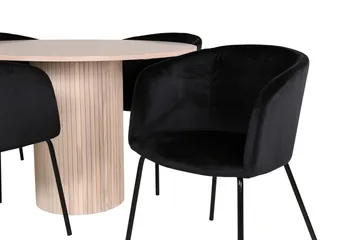 Bianca Matgruppe 110 cm Rund med 4 Berit stoler - Sort - Møbler - Bord - Spisegruppe