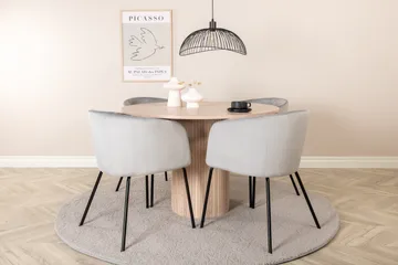 Bianca Matgruppe 110 cm Rund med 4 Berit stoler - Whitewash/Grå - Møbler - Bord - Spisegruppe