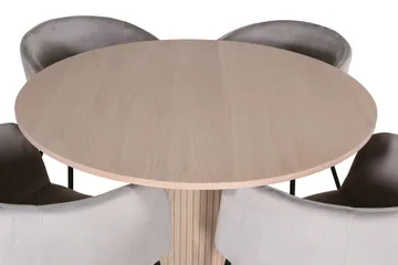 Bianca Matgruppe 110 cm Rund med 4 Berit stoler - Whitewash/Grå - Møbler - Bord - Spisegruppe