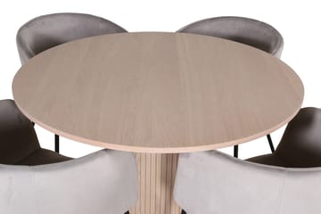 Bianca Matgruppe 110 cm Rund med 4 Berit stoler - Whitewash/Grå - Møbler - Bord - Spisegruppe