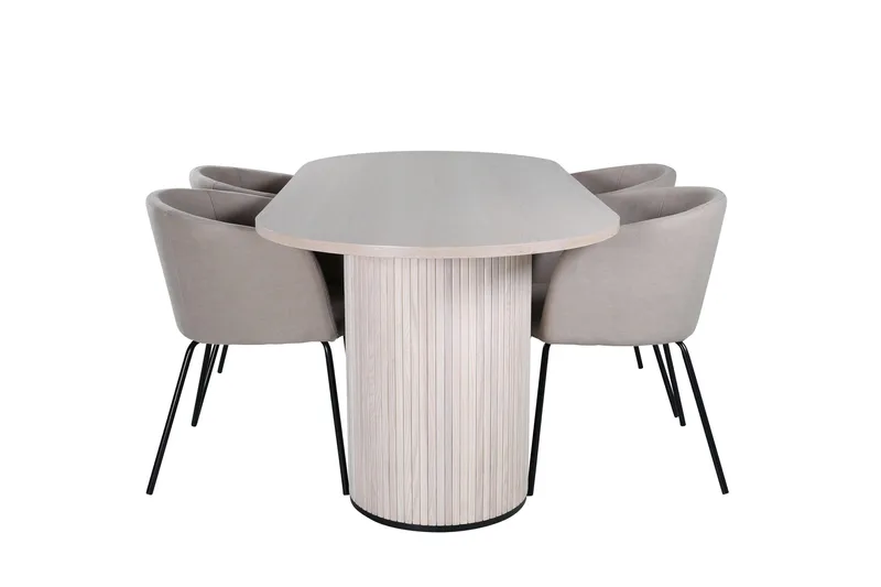 Bianca Matgruppe 200 cm Oval med 4 Berit stoler, Beige