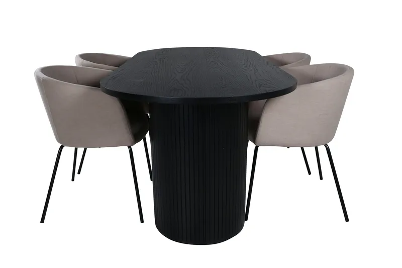 Bianca Matgruppe 200 cm Oval med 4 Berit stoler, Beige
