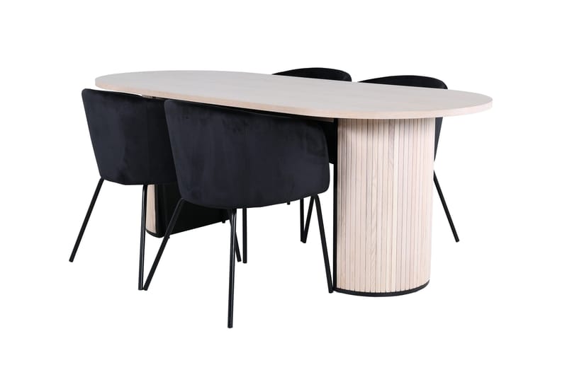 Bianca Matgruppe 200 cm Oval med 4 Berit stoler, Sort