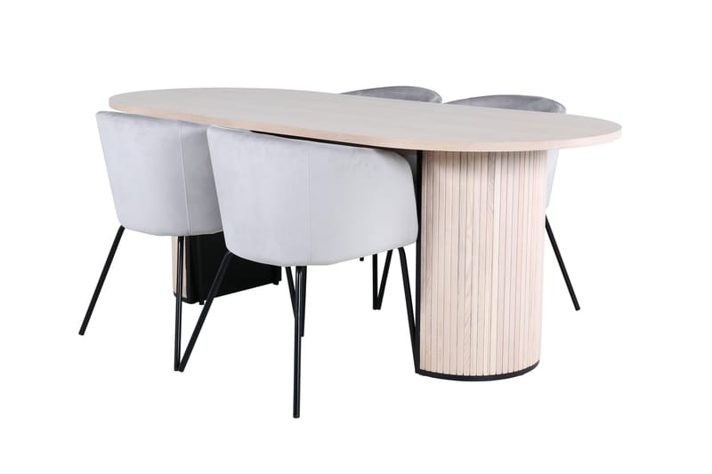 Bianca Matgruppe 200 cm Oval med 4 Berit stoler, Sort