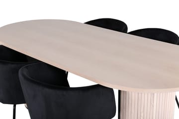 Bianca Matgruppe 200 cm Oval med 4 Berit stoler - Sort - Møbler - Bord - Spisegruppe