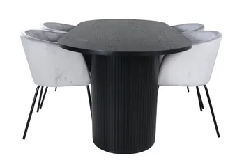 Bianca Matgruppe 200 cm Oval med 4 Berit stoler - Sort - Møbler - Bord - Spisegruppe